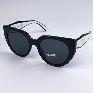 NEW Prada PR14WS 09Q-5S0 Black Talc Gray Cat Eye Oversized Women Sunglasses